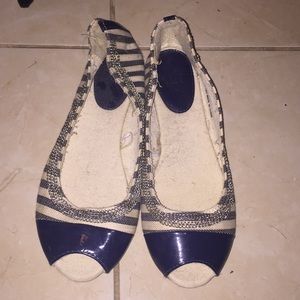 Striped ballet flats